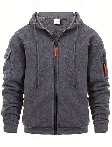 Herr Huvtröja Huvtröja med dragkedja Taktisk hoodie Svart Marinblå Blå Kaki Mörkgrå Huva Slät Sport & Utomhus Dagligen Helgdag Streetwear Häftig Ledigt Vinter Vår & Höst Kläder Pull Tröjor
