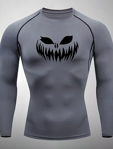  בגדי ריקוד גברים חולצת דחיסה חולצה אתלטית חולצת כושר שרוול ארוך טי טי קזו'אל בגדי ספורט ומנוחה סתיו גראפי ייבוש מהיר רך נושם כושר אמון הליכה ג'וגינג בגדי ספורט לבוש אקטיבי שחור לבן אודם