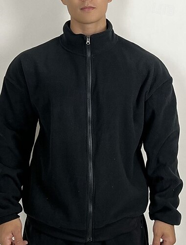  Herren Hoodie Jacke Full Zip Langarm Jacke Casual Athlässigkeit Herbst warm Schnelltrocknend Weich Fitnesstraining Laufen Gehen Sportbekleidung Sportkleidung Einfarbig Schwarz Grün Beige