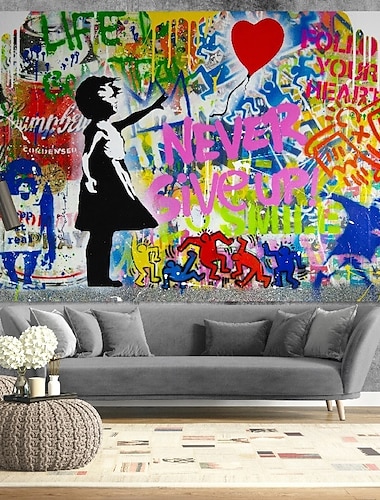  Hecho a mano Pintura al óleo pintada a colgar Pintada a mano Horizontal Caricatura Arte callejero Clásico Moderno Sin marco interior  (sin marco)