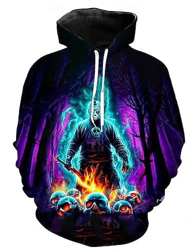  Mörder Jason Voorhees Kapuzenshirt Pullover Halloween 3D Grafik Für Paar Herren Damen Erwachsene Halloween Karneval Maskerade 3D-Druck Party Casual