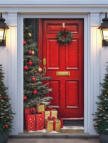  vánoční ozdoby na dveře kryty dveří modrý věnec vánoční dveře gobelín dekorace závěs dveří pozadí vnitřní / venkovní banner dveří pro přední dveře statku