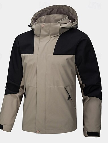  Herren Damen Wanderjacke Winter Draussen Farbblock Wasserdicht Windundurchlässig Reißverschluß vorne Leichte Jacke Voller Reißverschluss Camping / Wandern / Höhlenforschung Schwarz Rosa Kamel Braun
