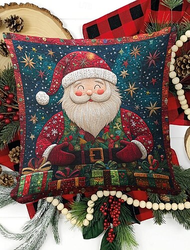  julepynt dekorative kasteputer trekk quilting kunst nisse 1stk myk firkantet putetrekk putetrekk til soverom stue sofa sofa stol