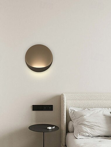  Applique murale LED ronde en aluminium minimaliste moderne pour intérieur, applique murale moderne en métal pour chambre à coucher, 110-240 V, 10 W