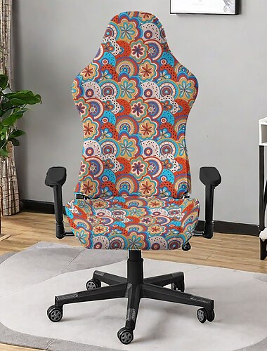  Stuhlhussen für Bürostühle und Hocker mit geometrischem Aufdruck, Schonbezüge aus Polyester, strapazierfähige und dehnbare Möbelschoner für einen modernen und stilvollen Arbeitsplatz