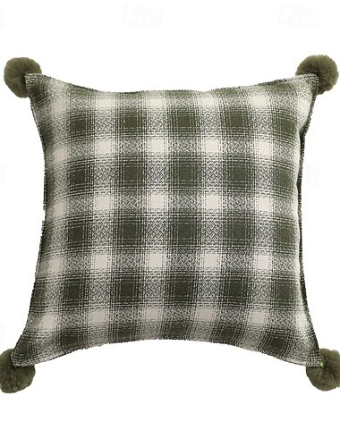  Weihnachtskissenbezug mit Pompoms im Urlaubsdesign, hochwertige Sofa- und Nachttischkissen für eine festliche Wohnzimmeratmosphäre