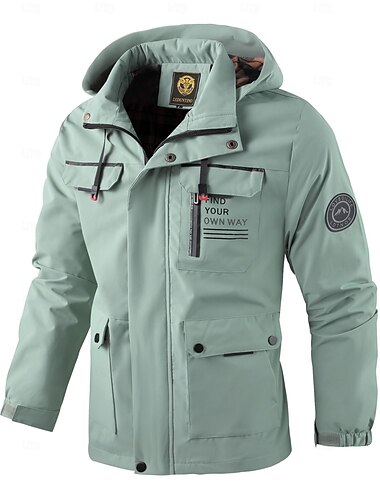  Homens Jaqueta de Inverno Casaco esportivo Capa de chuva Jaqueta de Trilha Ao ar livre Acampar e Caminhar Prova-de-Água Jaqueta Corta-Vento Zíper Bolsos Outono Inverno Côr Sólida Moda Roupa de rua