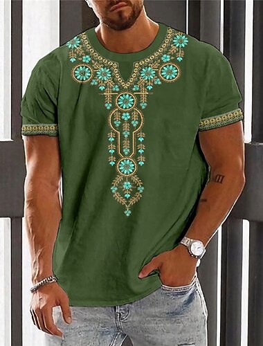  Herren Grafik Blume / Blumenmuster T Shirt Kurzarm T-Shirt 3D-Druck Rundhalsausschnitt Hemd Vintage Mode Designer Outdoor Täglich Sport Weiß Blau Grün Frühling & Sommer Bekleidung S M L XL 2XL 3XL