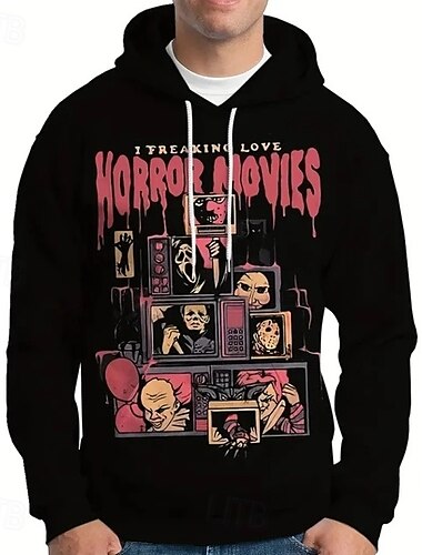  Horrorfilm Kürbis Michael myers Geistergesicht Kapuzenshirt Pullover Halloween 3D Vordertasche Grafik Für Paar Herren Damen Erwachsene Halloween Karneval Maskerade 3D-Druck Party Casual