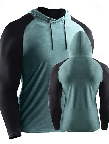  Herren Funktionsshirt Athletisches Hemd Fitnessstudio-Shirt Fitness Shirt Langarm Kapuzenshirt Casual Athlässigkeit Herbst Atmungsaktiv Schnelltrocknend Weich Fitnesstraining Laufen Gehen