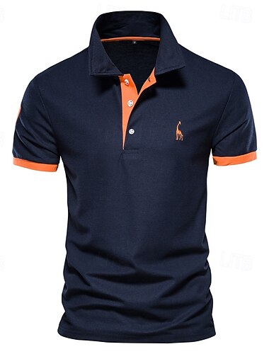  Herr Polo Golftröja Ledigt Kavajslag Kort ärm Bekväm Utsmyckad och broderad Grundläggande Sommar Marin Vit Rubinrött Marinblå Grön askfärgad Polo