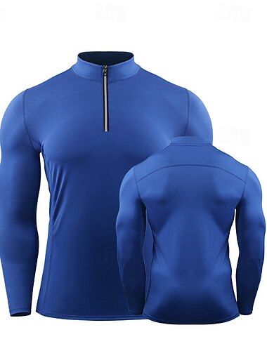  Herren Funktionsshirt Athletisches Hemd Fitnessstudio-Shirt Fitness Shirt Viertel Postleitzahl Langarm T-Shirt Casual Athlässigkeit Herbst Atmungsaktiv Schnelltrocknend Weich Fitnesstraining Laufen