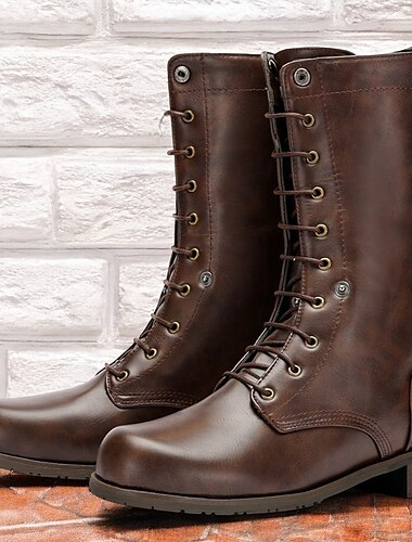  bottines en similicuir marron à rabat pour hommes – chaussures décontractées de style vintage avec un design robuste pour un usage quotidien
