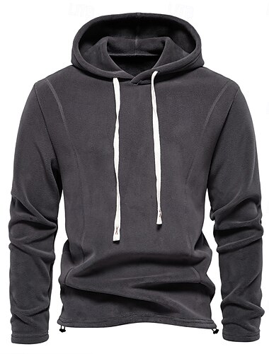  Herren Winter Solid Fleece Hoody Hochwertiger warmer Casual Kordelzug Hut Sweatshirt Softshell Hoodies für Männer