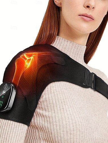  1 beheiztes Schultermassagegerät, wohltuende Wärmetherapie mit Tiefenknetmassage für Männer und Frauen, ergonomisches Schultergurtdesign