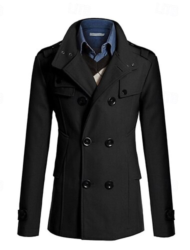  Herren Feldmantel Peacoat Trenchcoat Täglich Urlaub Herbst Winter Polyester warm Oberbekleidung Bekleidung Modisch Klassisch Glatt Tasche Ständer Doppelreihiger Verschluss