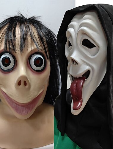  Výkřik MOMO Pár Maska Halloween skupinové rodinné kostýmy Dospělí Pánské Dámské Strašidelný kostým Párty předvečer Všech svatých Karneval Mardi Gras Jednoduchý karnevalový kostým