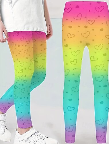  Para Meninas 3D Coração Gráfico Calças Leggings Primavera Outono Ativo Básico Infantil 4-12 anos Ao ar livre Casual Diário Normal