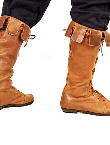  schwarze Schnürstiefel im mittelalterlichen Stil für Herren, perfekt für Cosplay, Renaissance-Messen und historische Nachstellungen