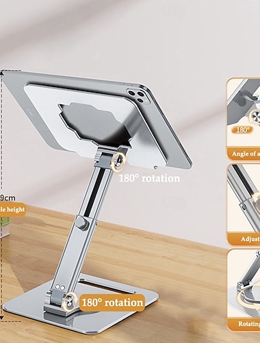  Los más vendidos, soporte de escritorio para tableta y teléfono, de aleación de aluminio plegable, ajustable y giratorio de 360 grados, de carbono