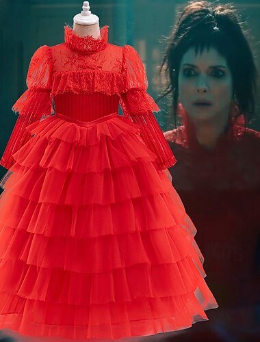  Beetlejuice Horror Movie Ghost Bride Lydia Deetz Dress Kid's Girls' Vintage Dress Dress Up Party / Evening Masquerade Easy Carnival Costume