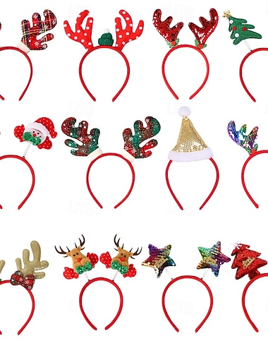  fasce natalizie, graziosi cappellini natalizi per feste, fasce per capelli da renna natalizia per feste di Natale, accessori per feste di Natale, festività annuali, cabina fotografica