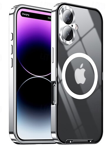  טלפון מגן עבור iPhone 16 15 14 Pro Max אייפון 13 פרו מקס מארז ספיחה מגנטי עם Magsafe מגן עדשות מצלמה תמיכה בטעינה אלחוטית עמיד בזעזועים אקרילי סגסוגת אלומיניום