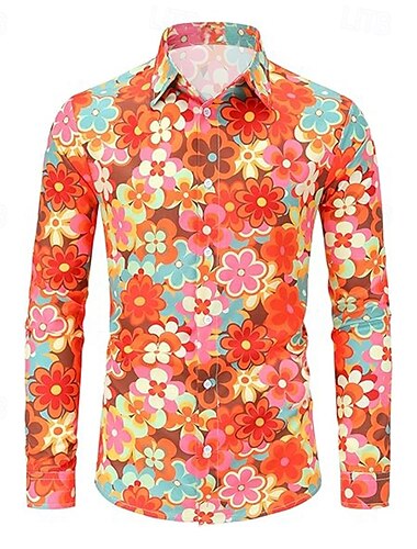  Retro vintage Jaren '70 Hemd Hippie Bloemig Voor heren Koningsdag Halloween Carnaval Feest Feest / Uitgaan Casual / Dagelijks Volwassenen Hemd