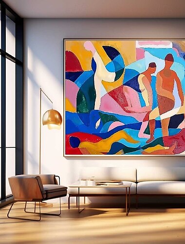  dipinto a mano colorato moderno figura olio su tela grande dipinto a mano astratto persone strutturate pittura arte murale contemporanea minimalista pittura murale per soggiorno camera da letto