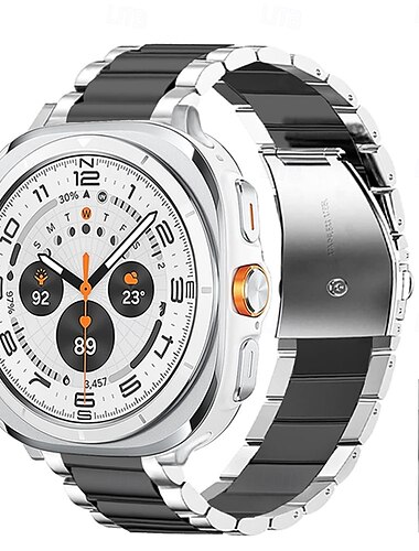  Óraszíj mert Samsung Galaxy Watch 7/6/5/4  40/44mm, Watch 5 Pro 45mm, Watch 6 Classic 43/47mm, Watch 4 Classic 42/46mm Nézze meg az Ultra-t Rozsdamentes acél Csere Szíj eltávolító eszközzel Fém