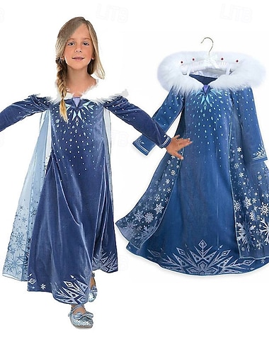  kirjaviikko 2026 tyttöjen 3D-lumihiutalejuhlamekko, pitkähihainen, kevät-syksy, esiintymisjuhlat, syntymäpäiväprinsessa-asu lapsille 4-12-vuotiaille, juhlamekko, a-linjainen, maksimekko, normaali istuvuus