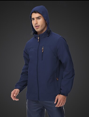  Herren Wasserdichte Wanderjacke Windjacke für Wanderer Winter Draussen Wasserdicht Windundurchlässig Atmungsaktiv Oberbekleidung Shirt Wintersport Schwarz Armeegrün Königsblau Khaki
