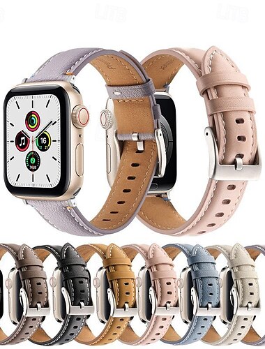 Kožená kapela Kompatibilní s Řemínek k hodinkám Apple Watch 38 mm 40 mm 41 mm 42 mm 44 mm 45 mm 49 mm Kovová spona Luxus Nastavitelný Pravá kůže Náhradní pásek na hodinky pro iwatch Ultra 2 Series 9