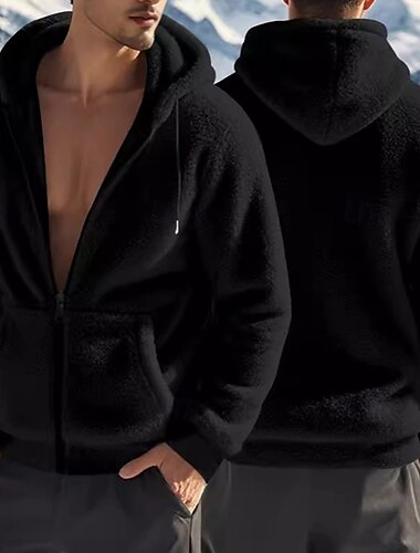  Herren Hoodie Jacke Outdoorjacke Fleecejacke für Wanderer Winter Draussen warm Fleece-Futter Vliesjacken Voller Reißverschluss Klettern Camping / Wandern / Höhlenforschung Reisen Schwarz Marinenblau