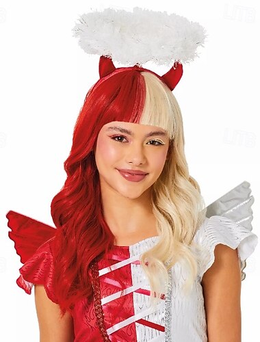  ילדים עמיד בחום angel devil פיצול פאות ליל כל הקדושים פאות מסיבת קוספליי