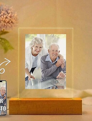  personlig belysning fotoram anpassad valentines akryl nattljus usb-driven perfekt för alla hjärtans dag föräldrar minnespresenter till familjen pappa mamma