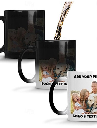  Gepersonaliseerde Magische Mok Aangepast Trouwcadeau voor Koppels Foto Trouwcadeau Mok Warmte Revealing Gevoelige Mok Kleurveranderende Keramische Mok Xmas Mok Koffiemok met Afbeelding Logo Tekst