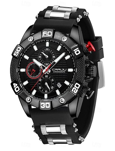  Crrju Herrenuhren Top-Marke Luxus Quarz Silikonarmband Sport wasserdichte Uhr mit leuchtender Quarzuhr