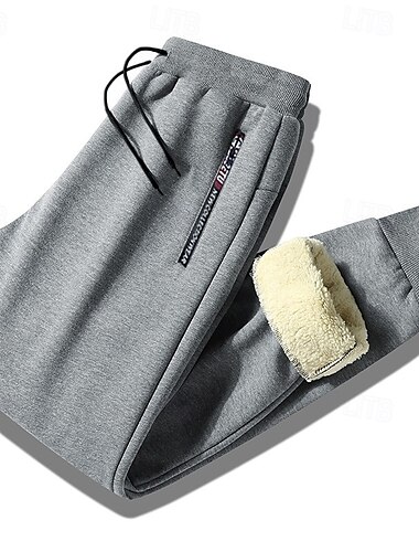  Herren Sherpa Fleecehosen Jogginghose Trainingshose Jogginghose Jogger Winterhose Tasche Buchstabe Warm Täglich Freizeit Sport Ausgehen Strassenmode Brautkleider schlicht Schwarz Schwarzes gerades