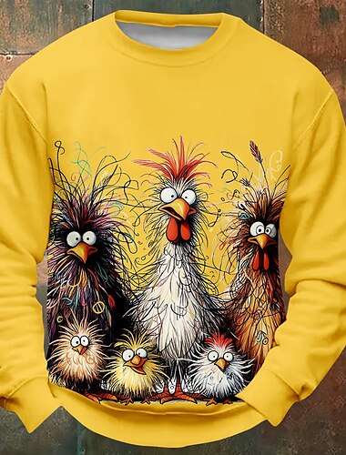  Halloween Herren Hühnchen Sweatshirts Sweatshirt Pullover Langarm Sweatshirt Rundhalsausschnitt Lustig 3d Drucken Party Halloween Festtage Rundhalsausschnitt Winter Frühling & Herbst