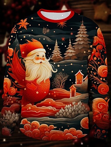  Jul julenissen Pullover Morsom julegenser 3D-utskrift 3D Jul Graphic Til Par Herre Dame Voksne Jul Maskerade 3D-utskrift Fest Festival
