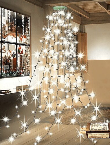  Elegante cadena de luces para árbol de Navidad de 2 m y 280 ledes para recepción de bodas con 8 modos, bajo voltaje, segura para árboles de 6 a 8 pies, decoración de festivales