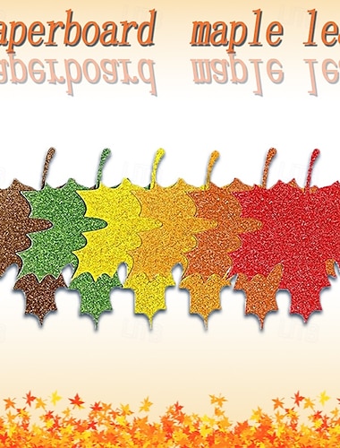  240Pcs Paper Leaves 6 Color Thanksgiving Glitter Fall Maple Leaves Tags with Hole Hanging Sign Tags for Crafts Decor