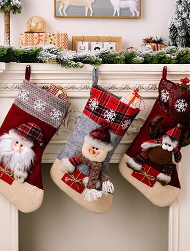  grands sacs de cadeaux de Noël, décoration de Noël, fête de Noël, flocons de neige, plaid, rennes, chaussettes cadeaux de bonbons pour cadeaux de vacances