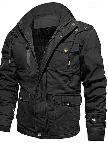  Ανδρικά Χειμωνιάτικα μπουφάν Μπουφάν fleece Casual Jacket Καθημερινά Διακοπές Διατηρείτε Ζεστό Τσέπη Φλις Φθινόπωρο & Χειμώνας Σκέτο Μοντέρνα Κομψό στυλ street Με Κουκούλα Κανονικό