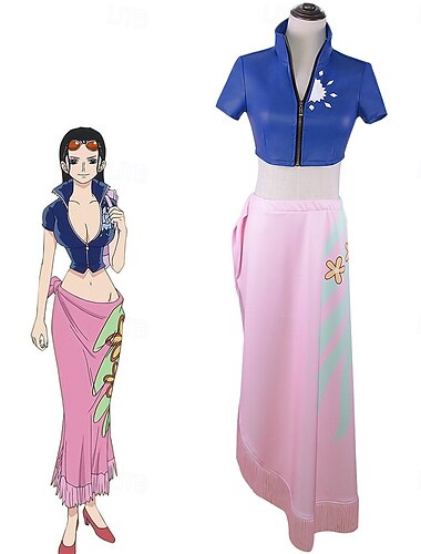  Einteiler Nico Robin Anime Cosplay Kostüm Outfits Cosplay-Anzüge Halloween Maskerade Oberteil Rock Für Damen Erwachsene