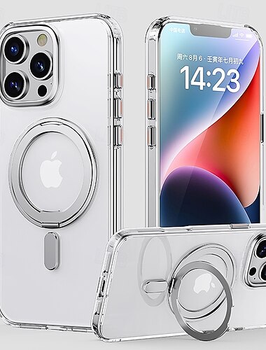 Μαγνητική Θήκη με Ράγες Στήριξης για iPhone 16e 16 Pro Max 15 Pro Max Plus 15 14 Pro Max Plus 13 12 11 Pro Max – Ανθεκτική σε Κραδασμούς Διαφανής Πλάτη με Στήριγμα