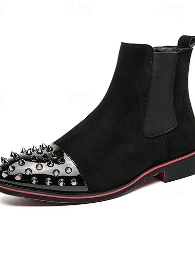 Chelsea-Stiefel für Herren aus Wildlederimitat mit Nieten und elastischen Seiteneinsätzen – trendige Schlupfschuhe für modische Outfits
