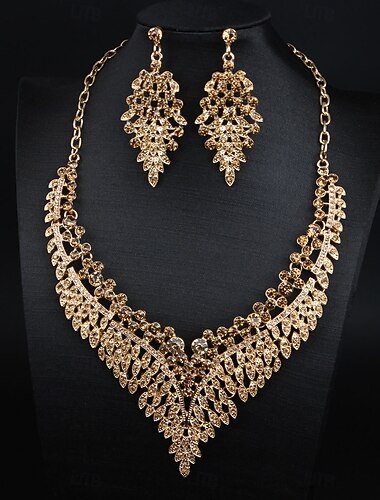  Set di gioielli 3 pezzi Strass Lega Orecchini Collane Per donna Elegante Vintage Di tendenza geometrico Di forma geometrica Parure di gioielli Per Matrimonio Feste Anniversario